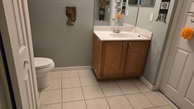 bathroom with tile patterned floors, vanity, and toilet