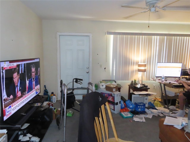 office area featuring ceiling fan