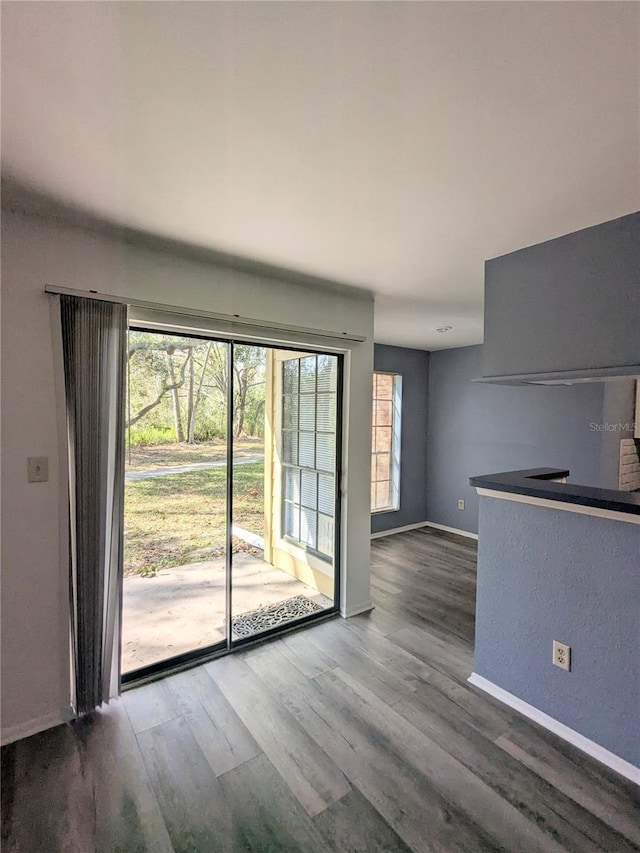 unfurnished living room featuring wood-type flooring