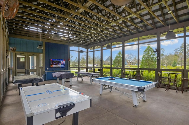 playroom featuring concrete flooring and billiards