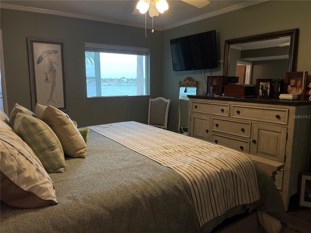 bedroom with crown molding