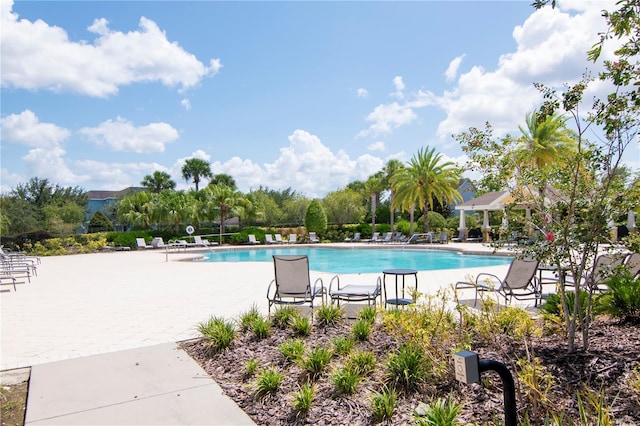 pool featuring a patio area