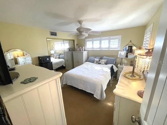 bedroom featuring ceiling fan