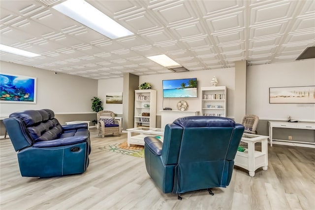 living room featuring light hardwood / wood-style flooring