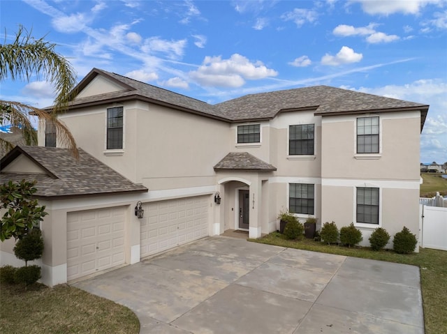 view of front property with a garage