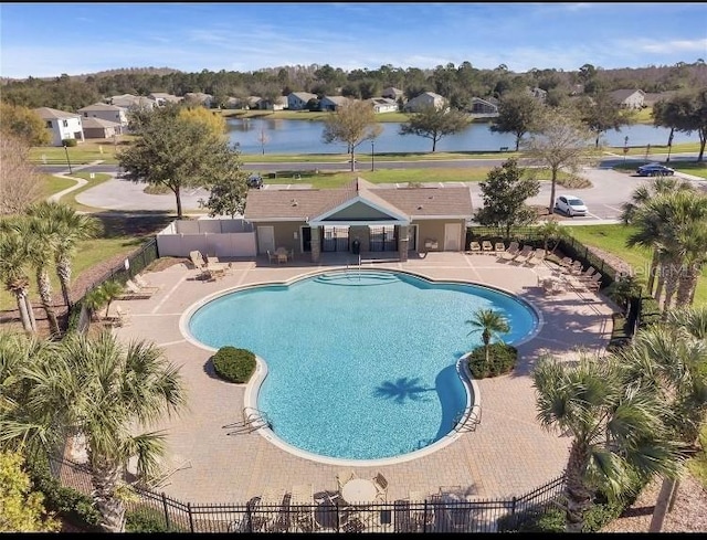 12127 Luftburrow Ln, Hudson, FL 34669 - pool featuring a water view, fence, and a patio area