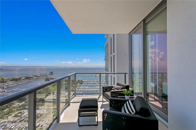 balcony with a water view