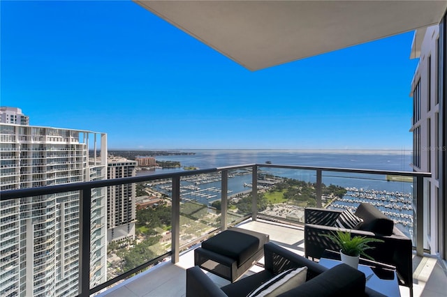 balcony with a water view