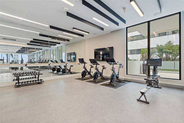 exercise room with plenty of natural light