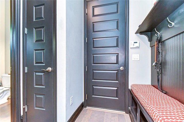 mudroom featuring light hardwood / wood-style flooring