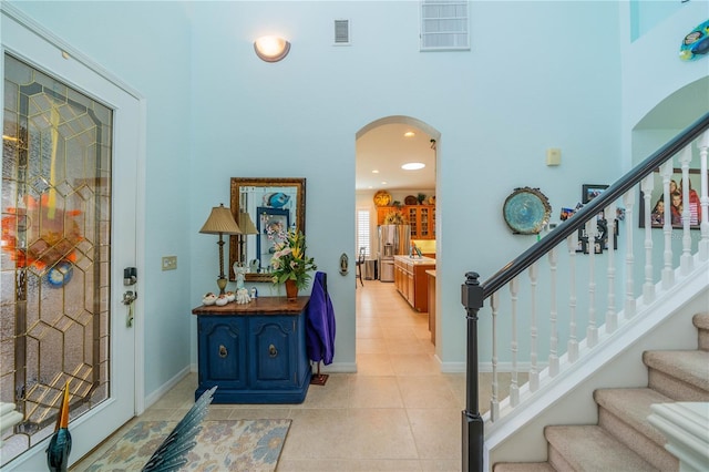 view of tiled foyer entrance