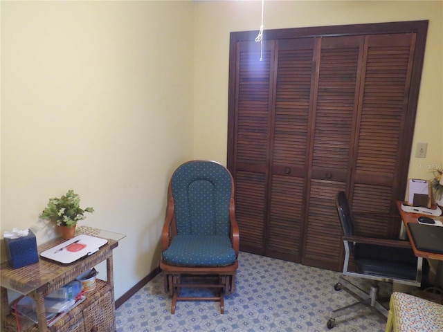 view of carpeted home office