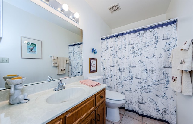 204 Lennox Rd W, W, Palm Harbor, FL 34683 - bathroom featuring tile patterned flooring, vanity, a shower with curtain, and toilet