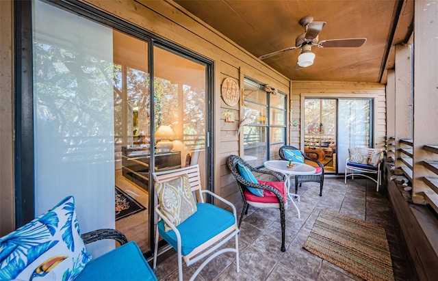 204 Lennox Rd W, W, Palm Harbor, FL 34683 - sunroom / solarium with a wealth of natural light, wood ceiling, and ceiling fan