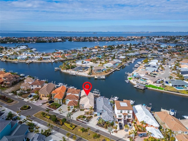 bird's eye view featuring a water view