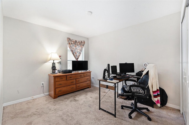 view of carpeted home office