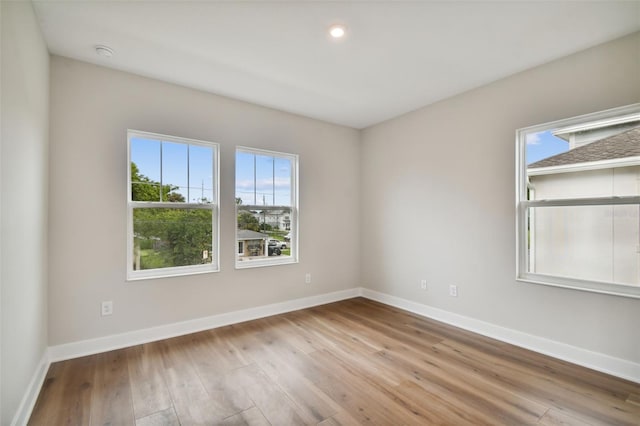 unfurnished room featuring light wood-type flooring and a wealth of natural light