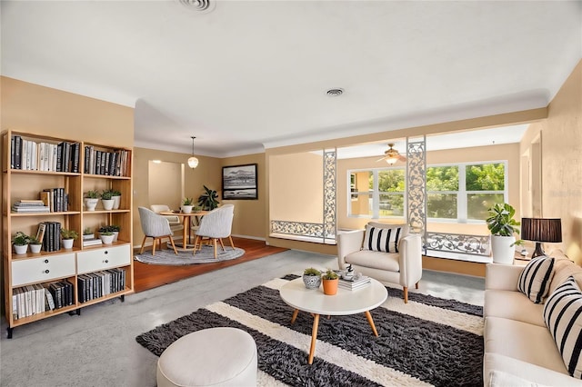 living room with hardwood / wood-style flooring