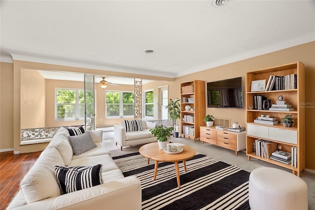 living room with wood-type flooring