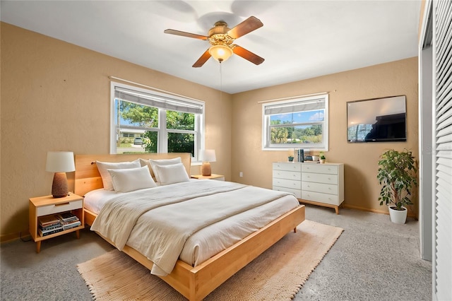 bedroom featuring ceiling fan