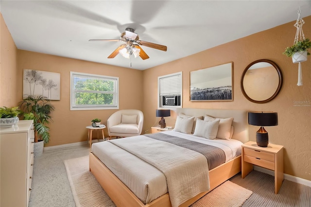 bedroom featuring ceiling fan