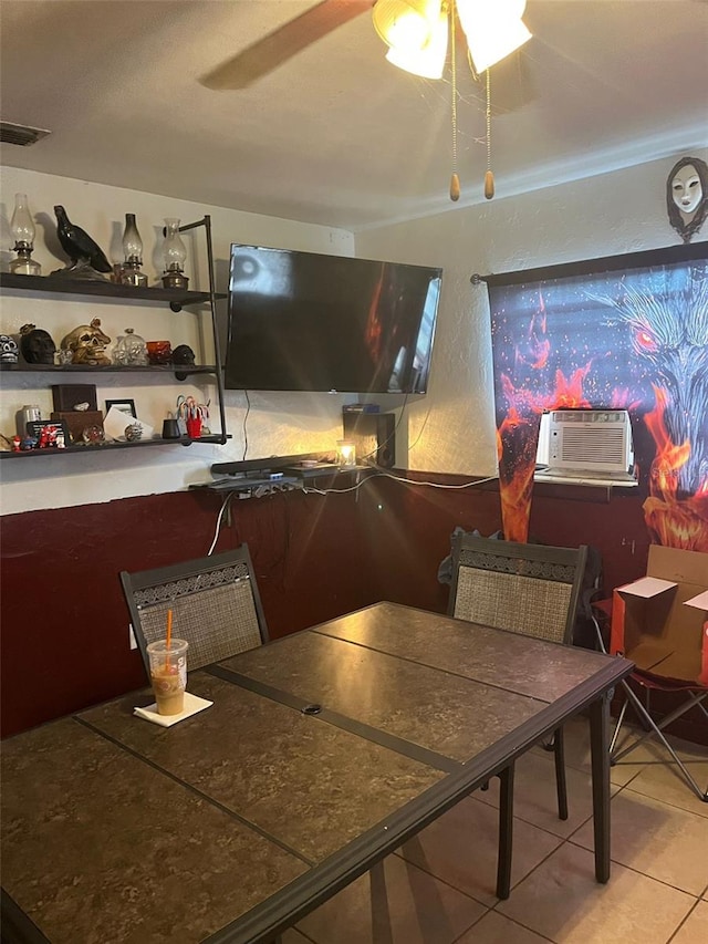 tiled dining area with cooling unit