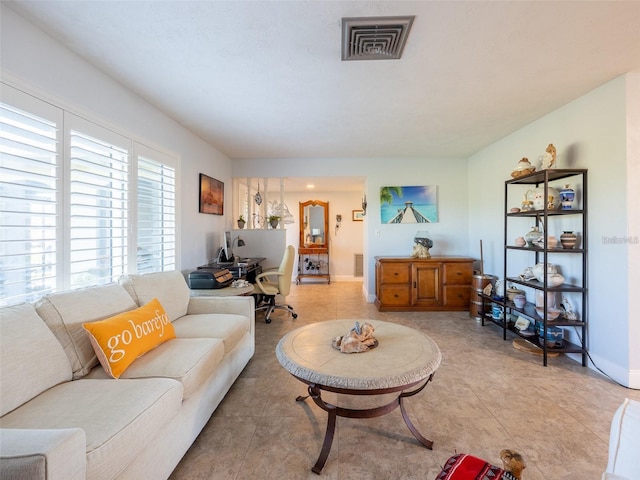 view of tiled living room