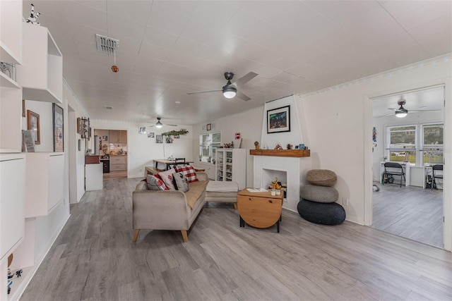 living room featuring light hardwood / wood-style floors