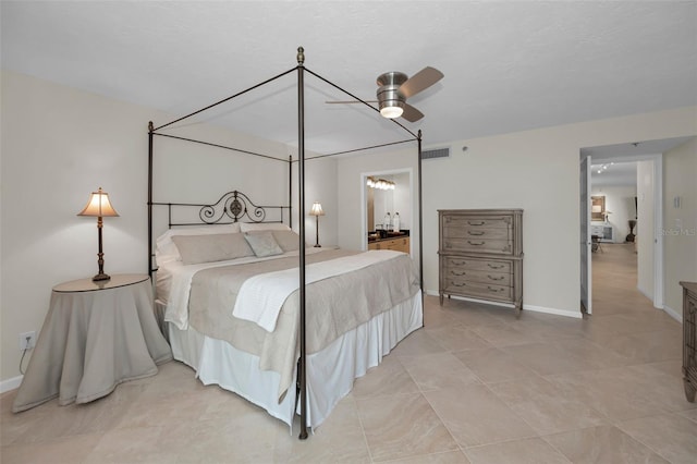 bedroom featuring ceiling fan