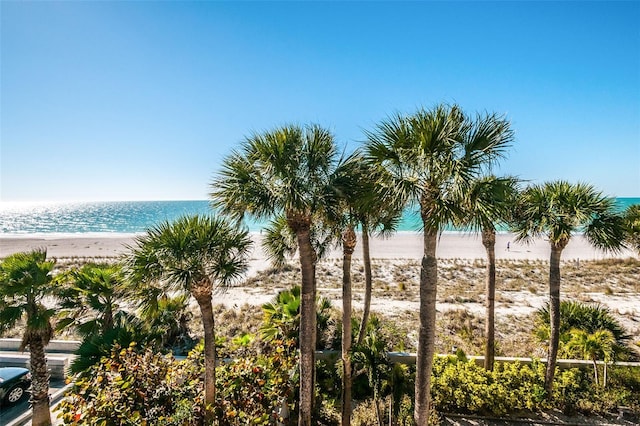 view of water feature with a view of the beach