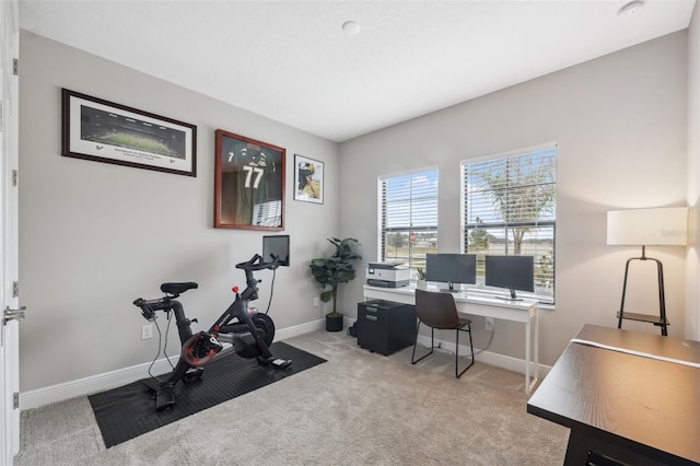 view of carpeted home office