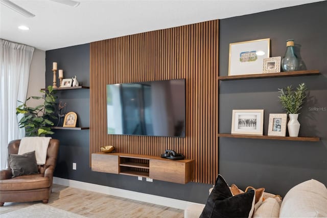 living room with wood-type flooring