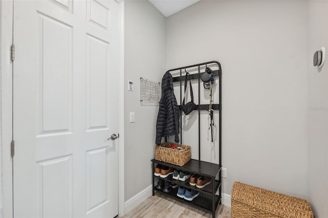 mudroom featuring light hardwood / wood-style flooring