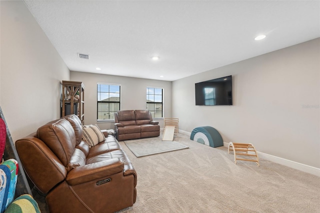 living room featuring carpet floors