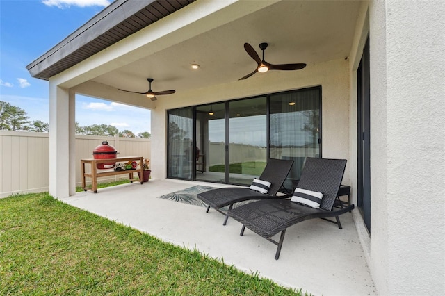 view of patio / terrace with ceiling fan