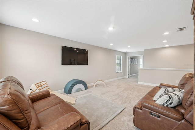 14786 Horse Trot Rd, Lithia, FL 33547 - living area featuring light colored carpet, recessed lighting, and baseboards