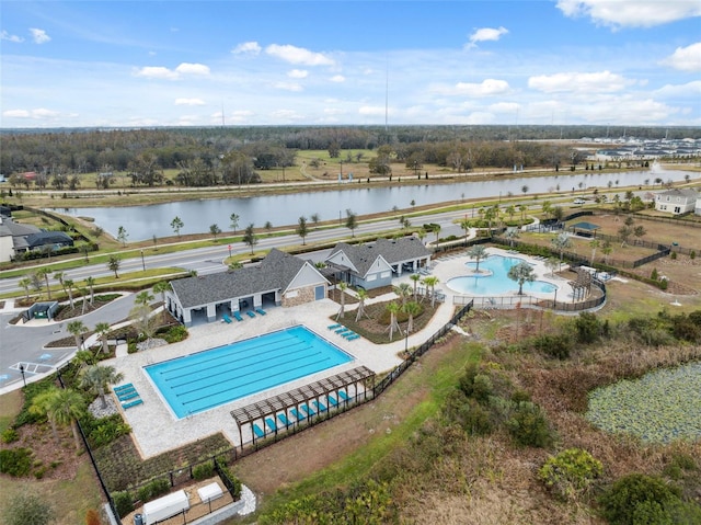 14786 Horse Trot Rd, Lithia, FL 33547 - aerial view of a pool area and a nearby body of water