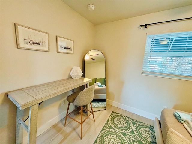 home office featuring light wood-type flooring