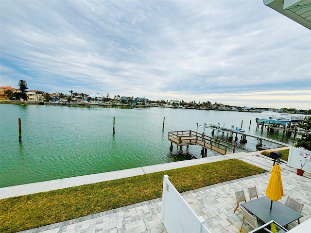 dock area featuring a water view