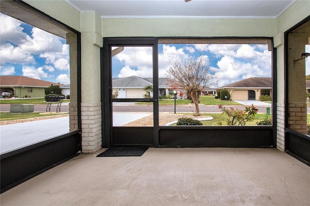 view of unfurnished sunroom