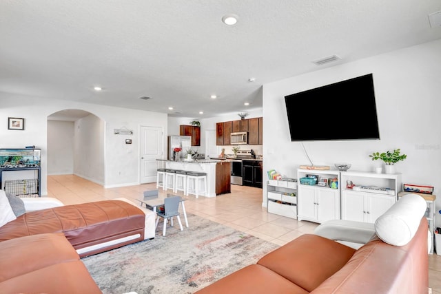 view of tiled living room