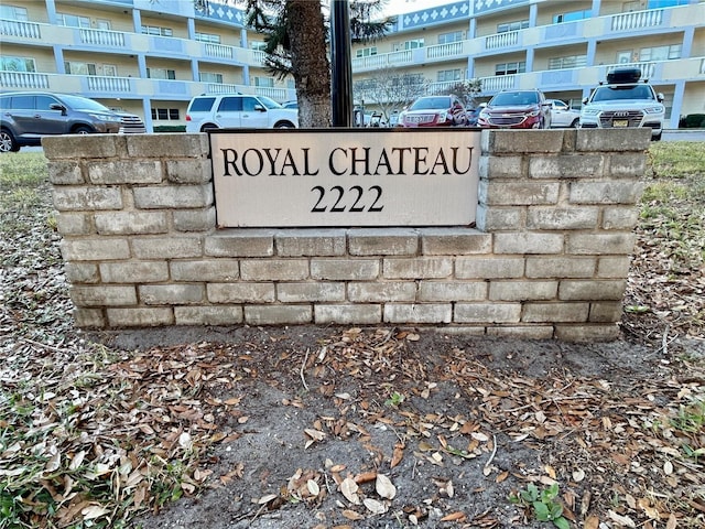 view of community sign