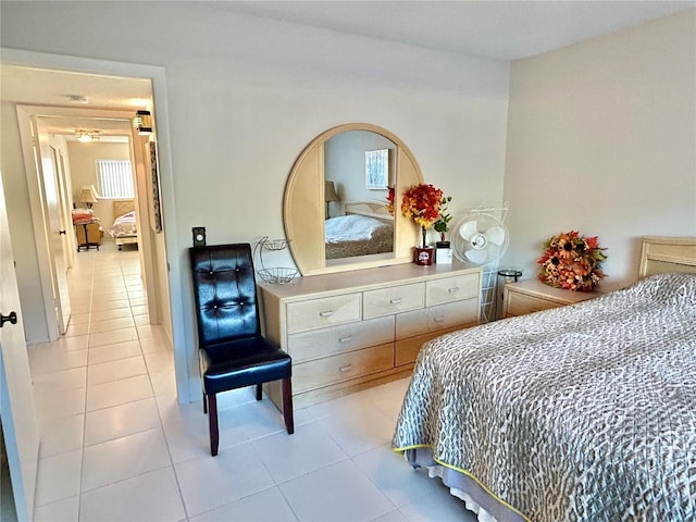 bedroom with light tile patterned flooring