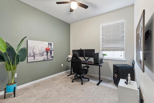 office featuring ceiling fan