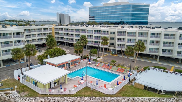 view of pool featuring a patio area