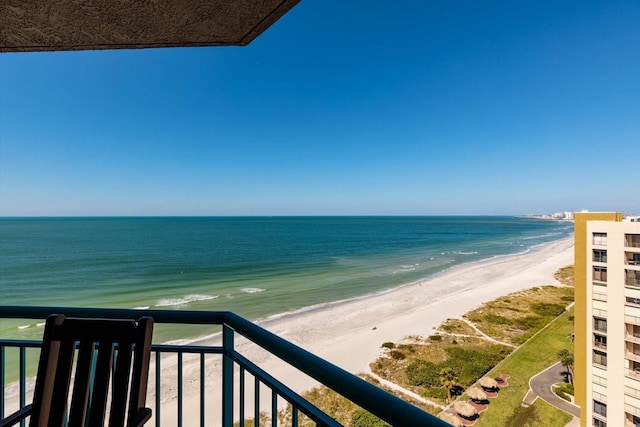 property view of water with a beach view