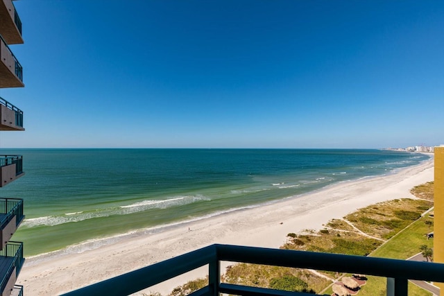 view of water feature with a view of the beach