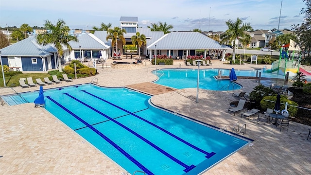 view of pool featuring a patio