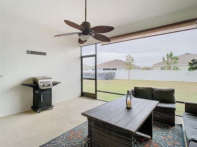 view of patio / terrace with ceiling fan