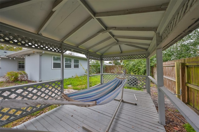 wooden deck with a gazebo